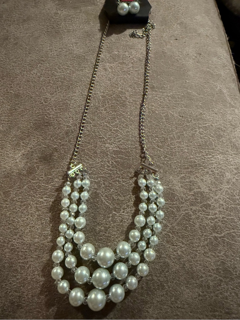 Elegant Silver Pearl Multi-Strand Necklace